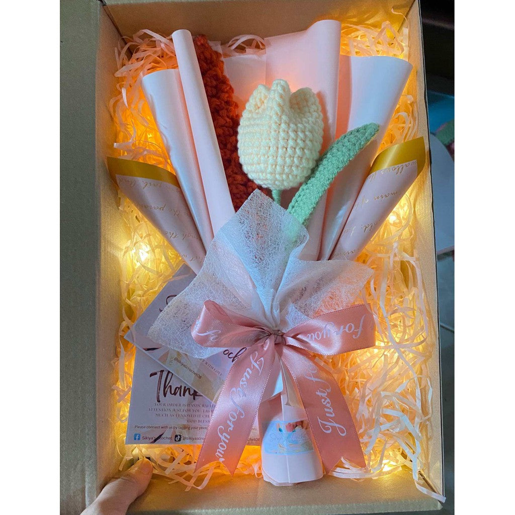 Crochet Tulip and Lavender Bouquet Gift for Birthday Anniversary Valentines Surprise
