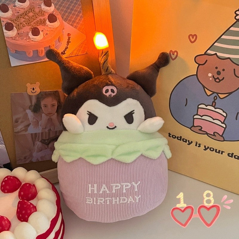 Cute Sanrio Kuromi Bouquet Set Doll Plush Birthday Gift with Bag & Light Anniversary Party Surprise
