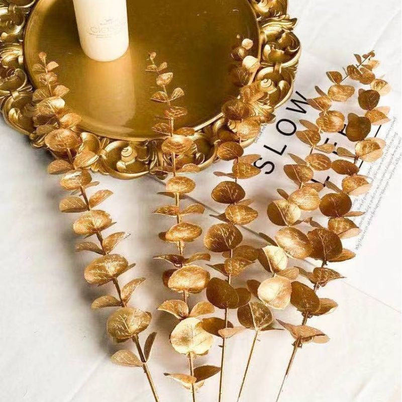 Artificial Gold Eucalyptus flower (1 stem) Gift Wedding Party Home Birthday DIY | Dried Memories PH