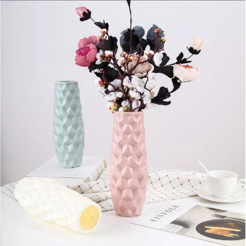 Nordic Carved Diamonds Flower Vase Artificial Dried Flowers Decor Gift Home