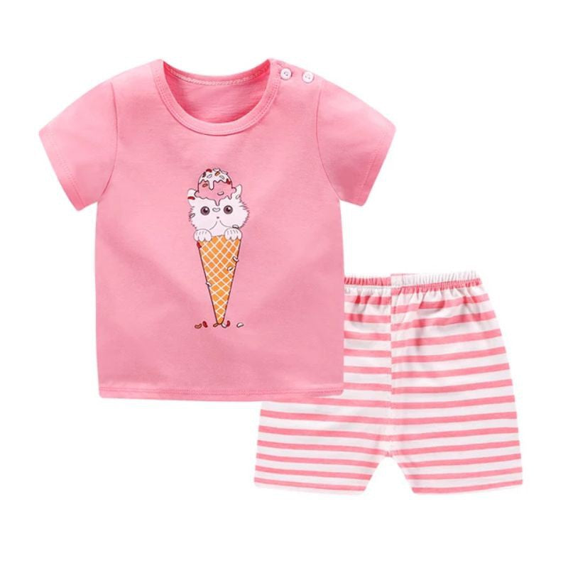 Short sleeves Baby Clothes best for Summer 2 Piece 100% Cotton