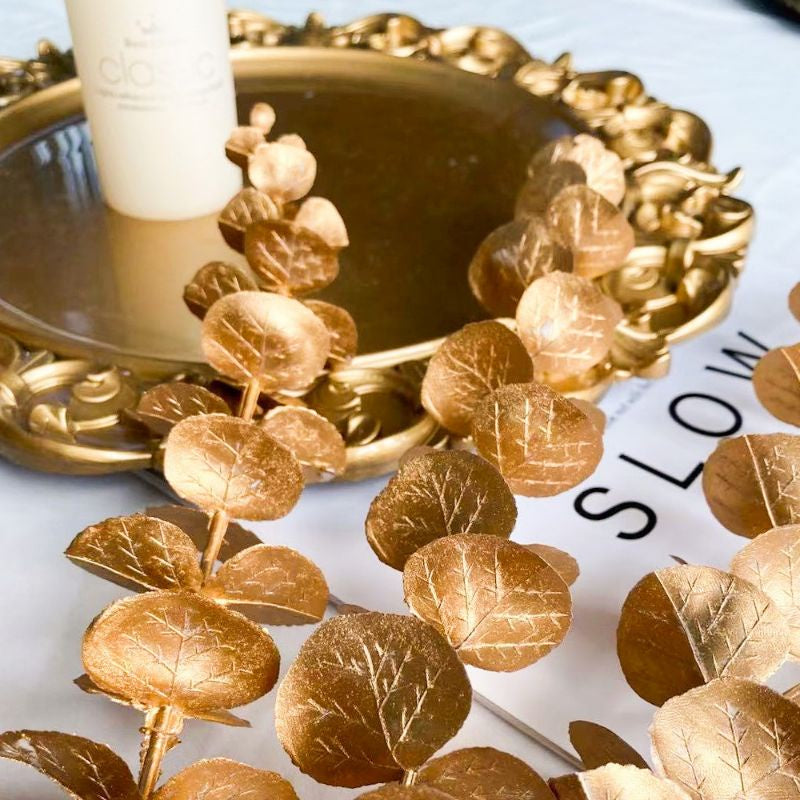 Artificial Gold Eucalyptus flower (1 stem) Gift Wedding Party Home Birthday DIY | Dried Memories PH