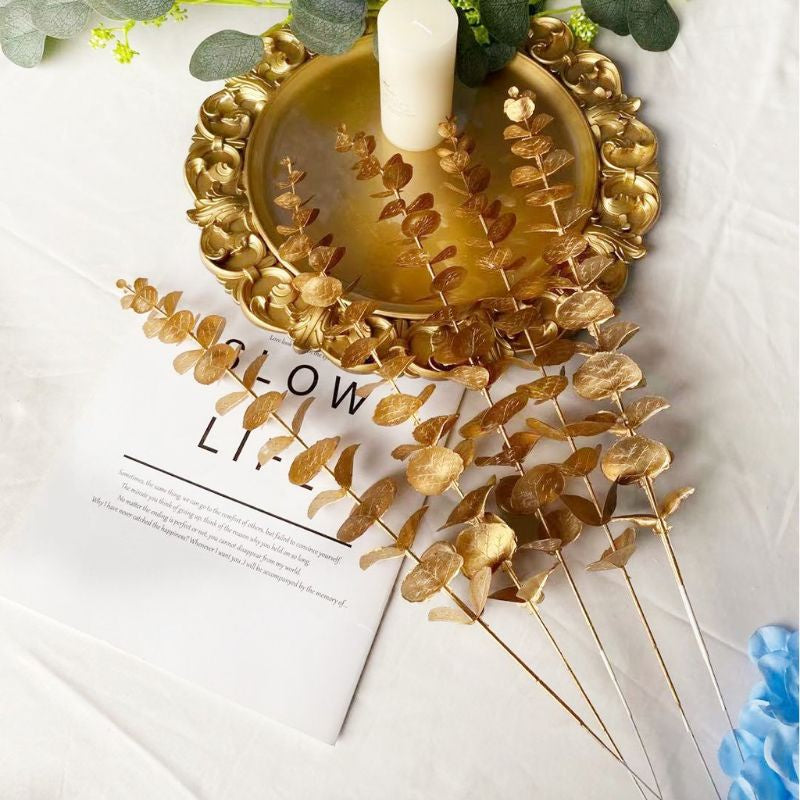 Artificial Gold Eucalyptus flower (1 stem) Gift Wedding Party Home Birthday DIY | Dried Memories PH