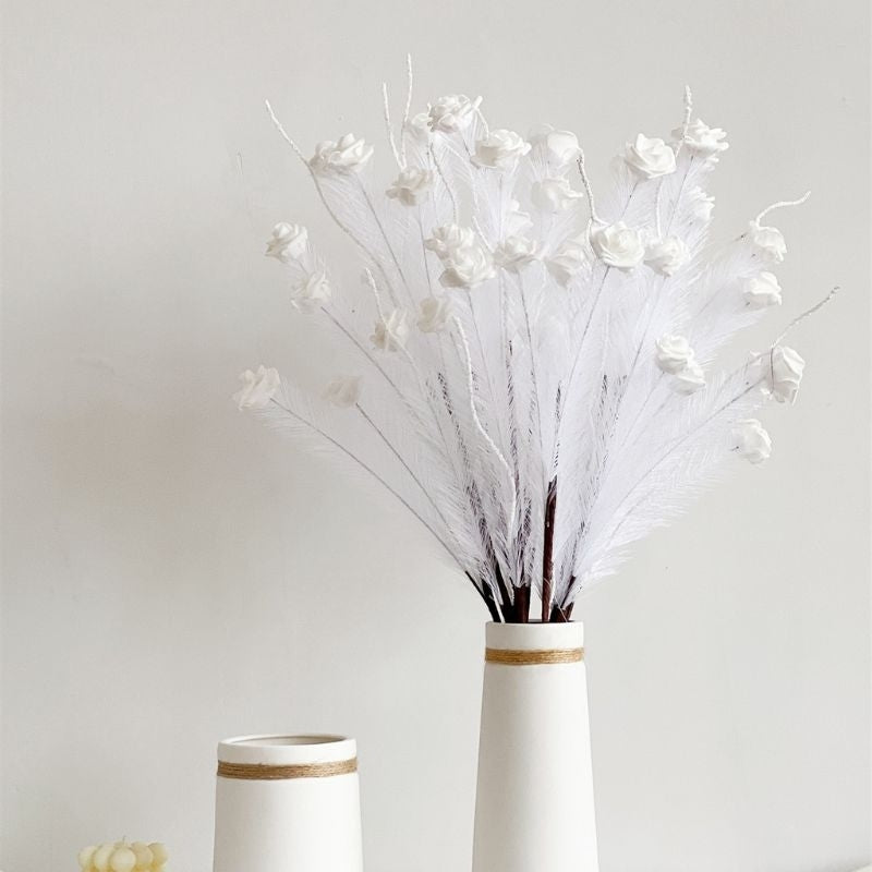 Artificial Reed Pampas with Roses Flowers Artificial Flower For Gift Wedding Party Home Birthday DIY