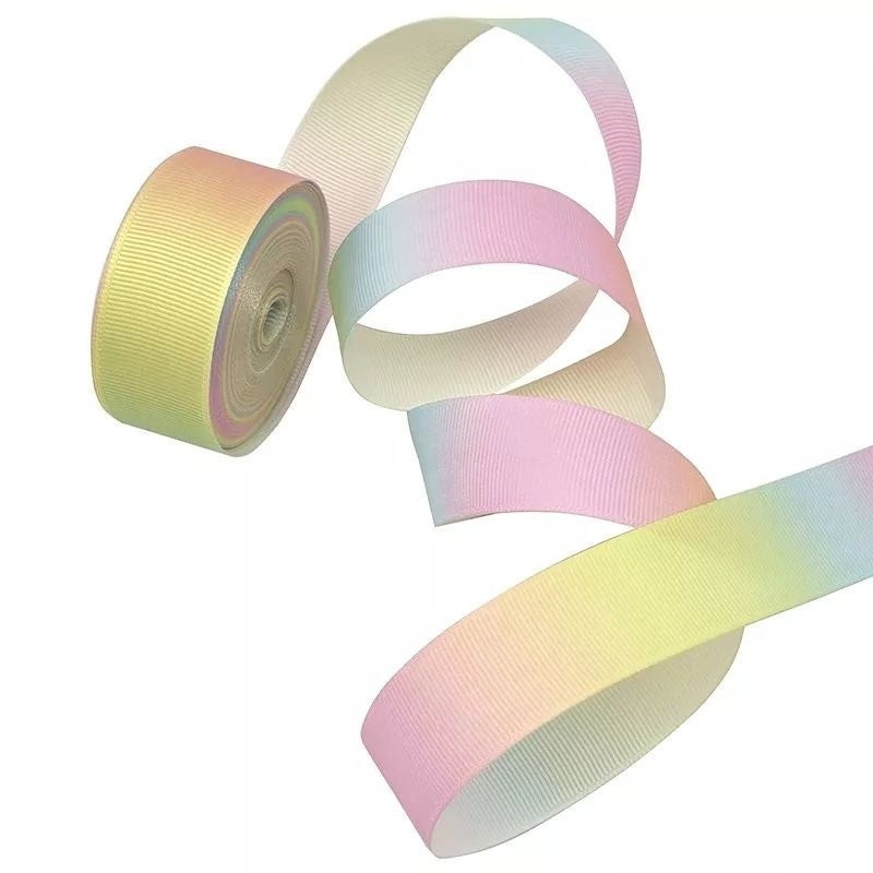 25mm Grosgrain Rainbow Ribbon 1 Meter For Gift Wrapping and Flower Bouquet decorative packaging gift