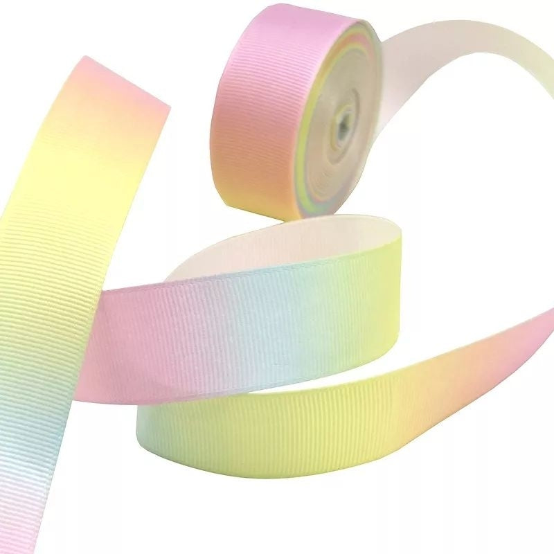 25mm Grosgrain Rainbow Ribbon 1 Meter For Gift Wrapping and Flower Bouquet decorative packaging gift