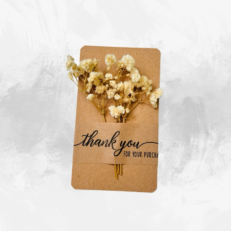 Dried Gypsophila (flattened) Preserved Real Flower Brown Paper Craft Card Gift Wedding Invitation