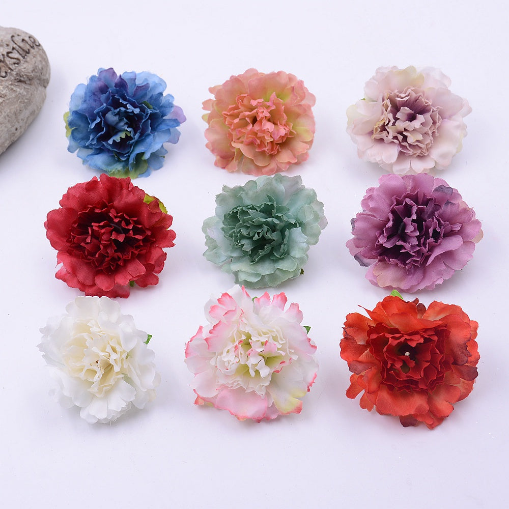 Artificial flower 5cm Silk Carnation Flower Head Wedding home decor DIY wreath scrapbook craft