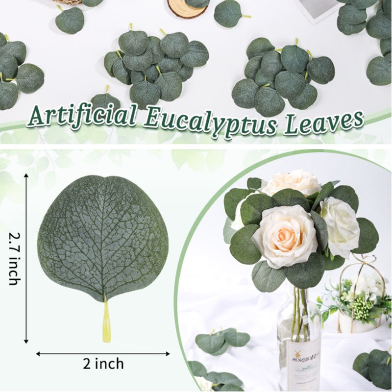 Eucalyptus Leaves Artificial Green Leaves for DIY Wreath Wedding Boutonnieres Corsages Cake Decor