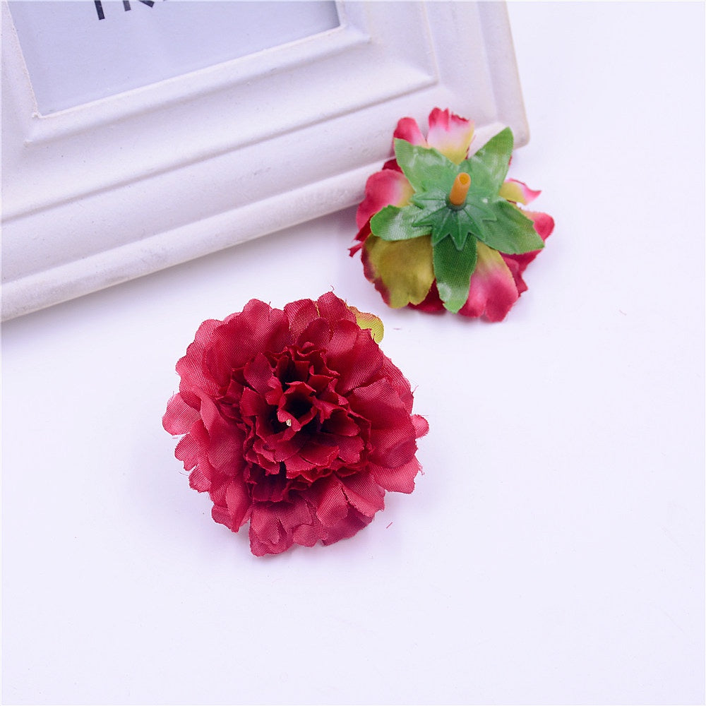 Artificial flower 5cm Silk Carnation Flower Head Wedding home decor DIY wreath scrapbook craft