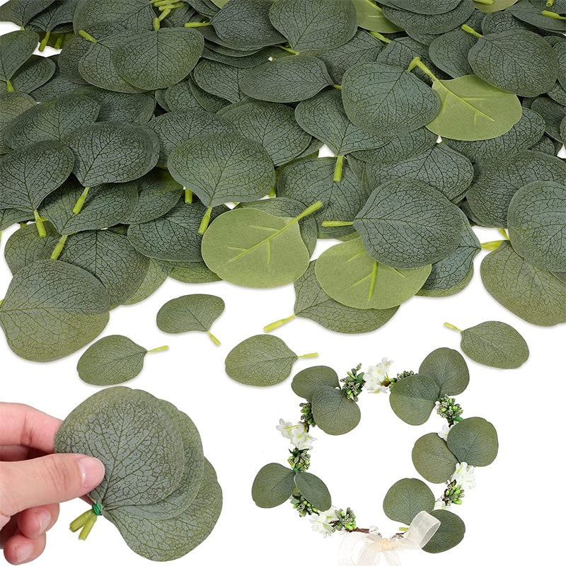 Eucalyptus Leaves Artificial Green Leaves for DIY Wreath Wedding Boutonnieres Corsages Cake Decor