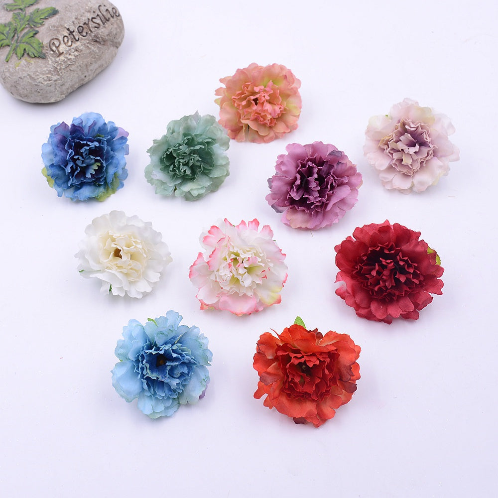 Artificial flower 5cm Silk Carnation Flower Head Wedding home decor DIY wreath scrapbook craft