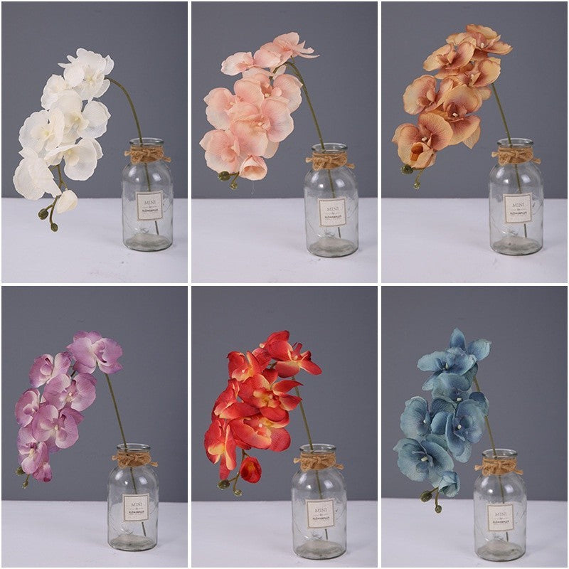 Artificial Flower 8 heads Orchid Branch Fake Phalaenopsis Potted Plants Home Decor DIY Wedding