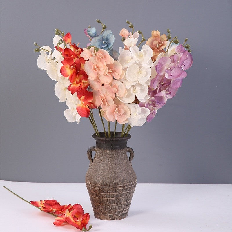 Artificial Flower 8 heads Orchid Branch Fake Phalaenopsis Potted Plants Home Decor DIY Wedding