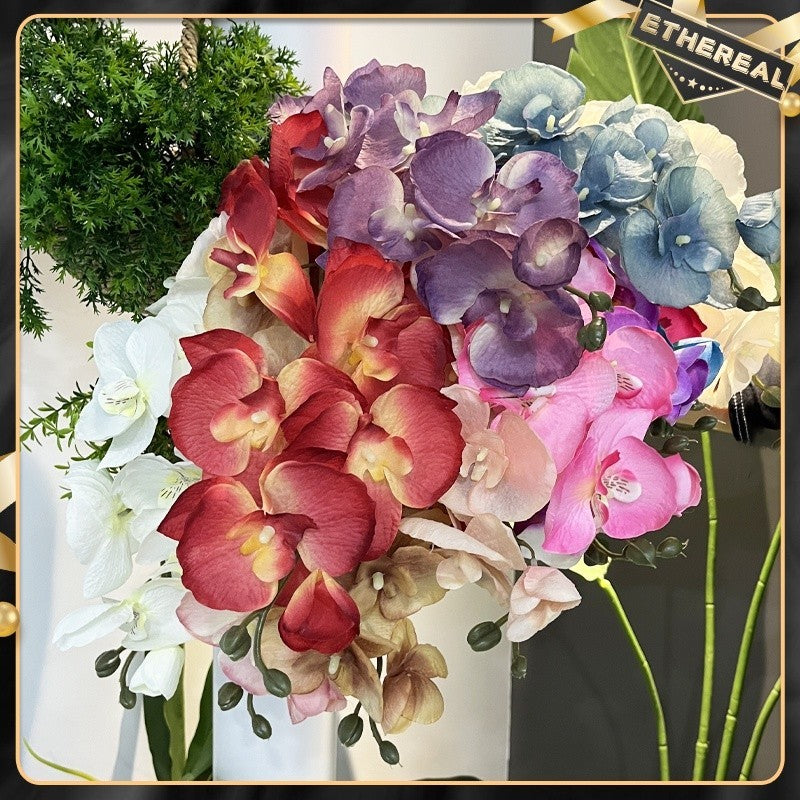 Artificial Flower 8 heads Orchid Branch Fake Phalaenopsis Potted Plants Home Decor DIY Wedding