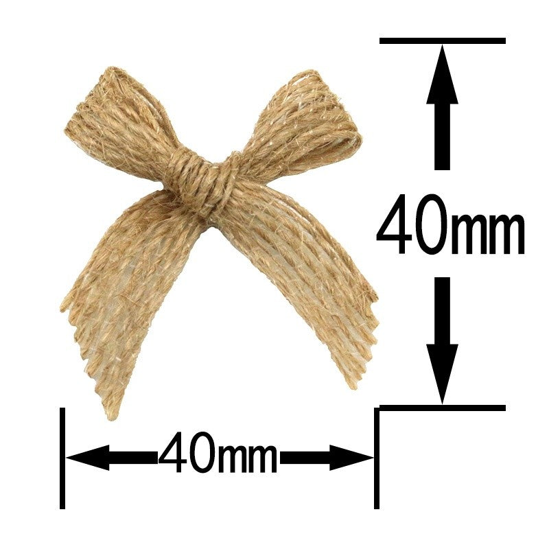 (1 Piece) size10mm Vintage Style Natural Linen Jute Fabric Bow Gift Box Decoration Handmade DIY